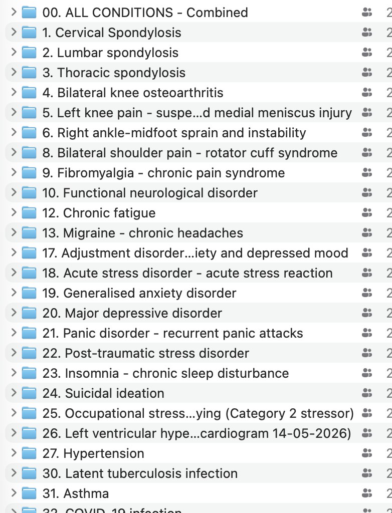 Condition folders created by the VHC Chart Review